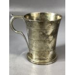 Hallmarked Silver Tankard/ Christening cup engraved with Noah's Ark scene Birmingham 1934 with