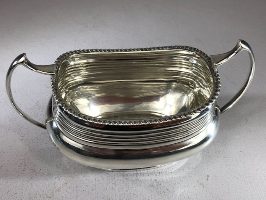 Hallmarked Silver tea set comprising large teapot sugar bowl and milk Hallmarked for Chester total - Image 7 of 16