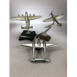 Collection of there metal model aircraft with plinths, two 'A/F'