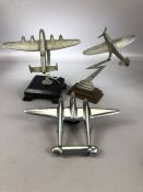 Collection of there metal model aircraft with plinths, two 'A/F'