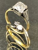 Two 18ct Gold and platinum rings total weight approx 4.2g