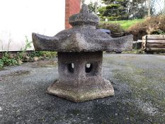 Concrete garden feature in the form of a Japanese temple