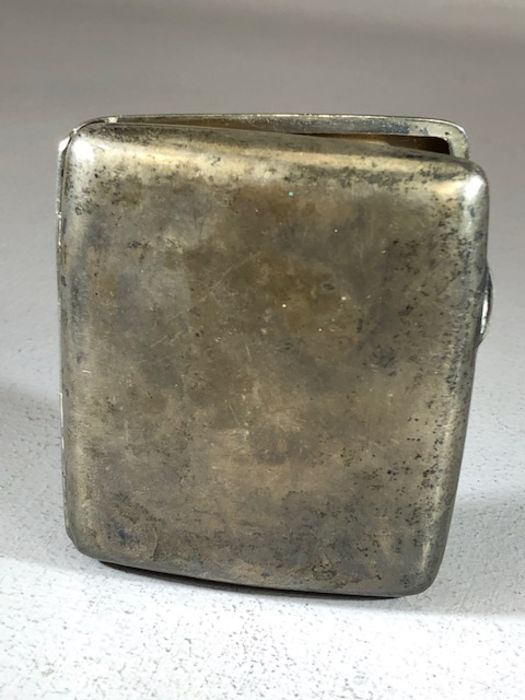 Silver hallmarked Cigarette box Birmingham 1919 by maker Morgan & Boon approx 7x 8.5cm and 91g