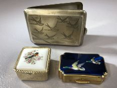Silver hallmarked cigarette case with engraved Swallows Chester by maker E J Trevitt & Sons and
