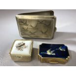 Silver hallmarked cigarette case with engraved Swallows Chester by maker E J Trevitt & Sons and