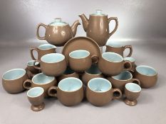 Vintage Langley part tea / coffee set in brown and pale blue, circa 20 pieces