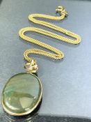 Bloodstone Pendant in gold coloured mount with a 9ct Gold chain (approx 44cm)