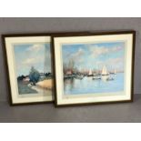 MARCEL DYF (French 1899 - 1985), pair of framed giclee prints 'La Regate' and 'La Route Du