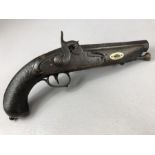 Flintlock Pistol by maker D. Herraduras the barrel marked in silver to Pedro Agguirre and