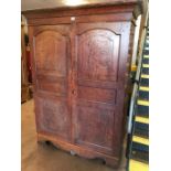 Small armoire with internal shelves and drawers, approx 122cm x 46cm x 184cm tall (A/F)