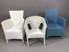 Collection of three rattan style painted chairs