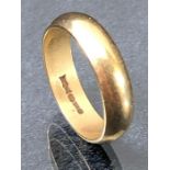 9ct Gold band size 'M' approx 4.3g