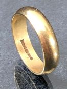 9ct Gold band size 'M' approx 4.3g