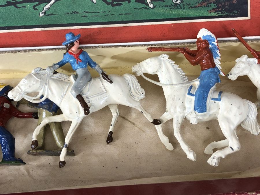 Vintage Toys W Britains No 179 mounted Cowboys and John Hill & Co Cowboy Indian set C12 - Image 8 of 9