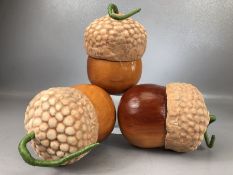 Decorative interior items: Three novelty giant acorns, each approx 20cm in height
