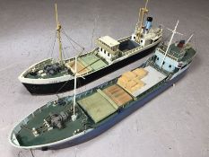 Two scale models of ships /cargo ships, one named Corelia, the largest approx 67cm in length (A/F)