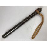 c1950s Bristol Police Constabulary wooden truncheon / baton. Stamped ' BC ' with Ribbed handle, with