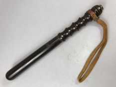 c1950s Bristol Police Constabulary wooden truncheon / baton. Stamped ' BC ' with Ribbed handle, with