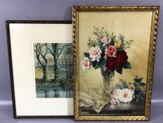 Cath B Gulley RWA (fl. 1908-1928), watercolour, 'Roses', approx 32cm x 49cm, signed lower right