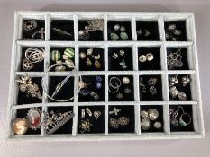 Collection of Silver jewellery to include Brooches, earrings, necklaces, rings set with gem