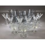 Collection of glassware to include six Waterford Crystal liqueur glasses, three grape etched liqueur