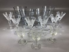 Collection of glassware to include six Waterford Crystal liqueur glasses, three grape etched liqueur