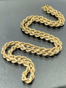 9ct Gold twisted Rope style necklace approx 46cm long and 5.5g