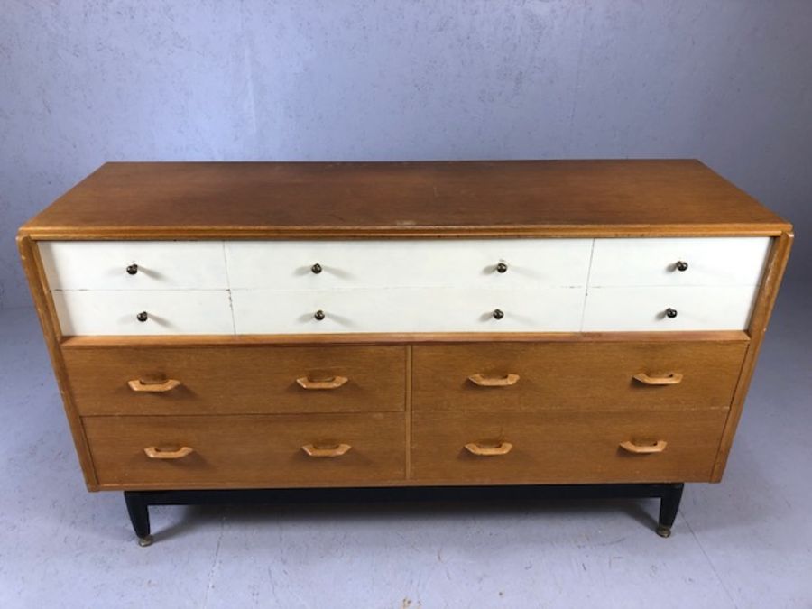 G-Plan Mid Century sideboard of ten drawers on black lacquered feet with brass detailing, six - Image 2 of 9