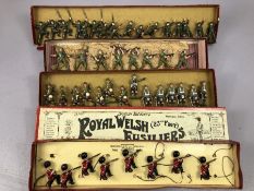 Vintage Toys W Britains Regiments of all Nations four sets to include Royal Welsh Fusiliers No 74