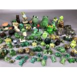 Large collection of ceramic frogs