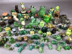 Large collection of ceramic frogs