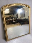 Large Antique gilt over mantel mirror, approx 135cm x 162cm