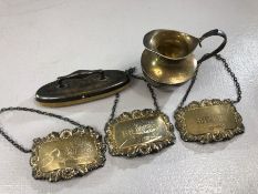 Collection of Silver hallmarked items to include small jug, nail polisher and three decanter