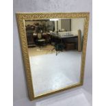 Large gilt wood bevel edged mirror, approx 103cm x 134cm