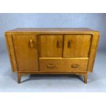 Mid Century G-Plan sideboard with two cupboards and drawer, on tapering legs, approx 122cm x 45cm