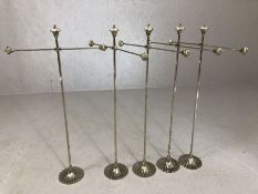 Set of five decorative metal hanging display stands, possibly for Jewellery, each approx 66cm in