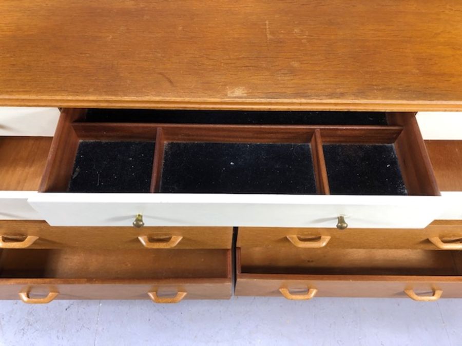 G-Plan Mid Century sideboard of ten drawers on black lacquered feet with brass detailing, six - Image 5 of 9