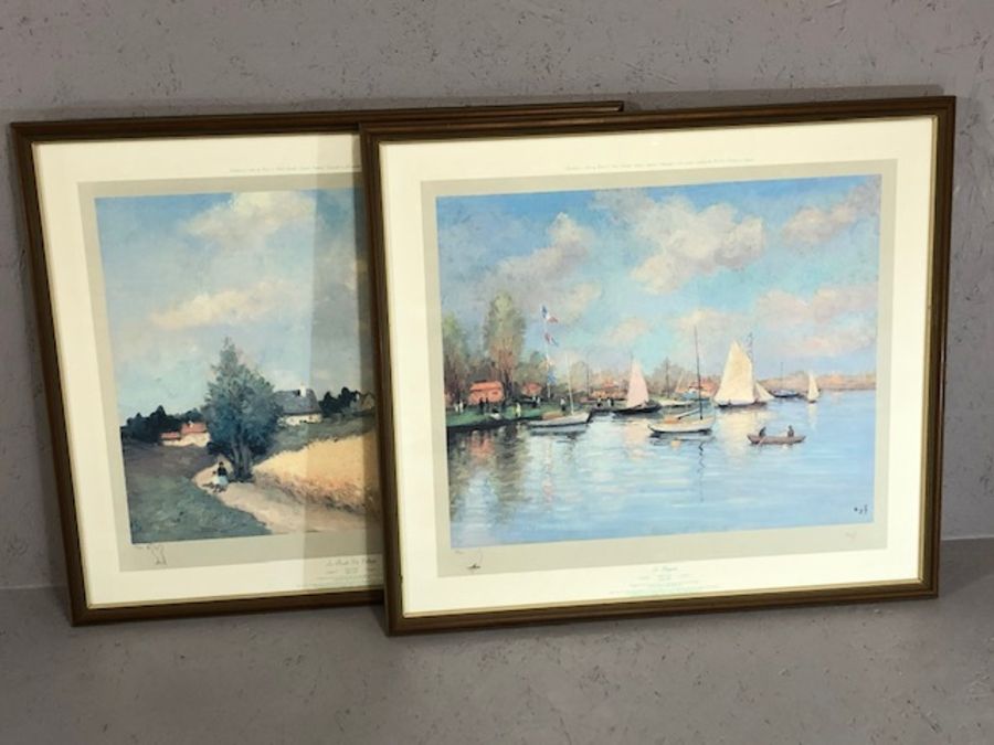 MARCEL DYF (French 1899 - 1985), pair of framed giclee prints 'La Regate' and 'La Route Du