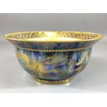 Wedgwood Porcelain Dragon Lustre Bowl, of circular form with outcurved rim, the interior against a