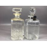 Cut Glass decanter with hallmarked silver collar, Lock and key Hallmarked London for maker George