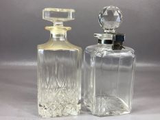 Cut Glass decanter with hallmarked silver collar, Lock and key Hallmarked London for maker George