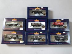 Collection of Bachmann OO/HO gauge rolling stock: seven wagons 37-050, 37-025, 37-126, 37-050V, 37-