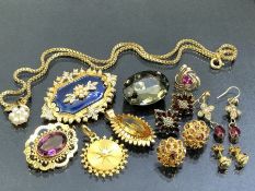 A Good collection of Gold plated and Gold coloured Jewellery to include Brooches, pendants and