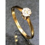 9ct Gold ring with an illusion set diamond size 'N' in presentation box
