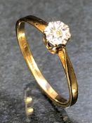 9ct Gold ring with an illusion set diamond size 'N' in presentation box