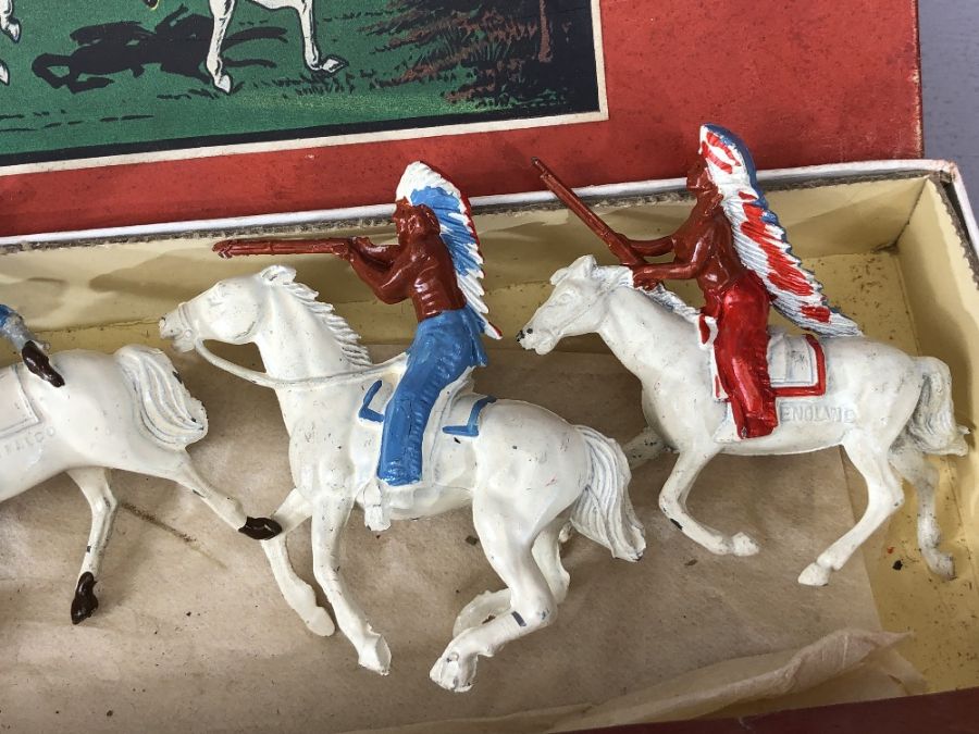 Vintage Toys W Britains No 179 mounted Cowboys and John Hill & Co Cowboy Indian set C12 - Image 9 of 9