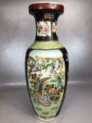Large Crown Ware Oriental vase with raised decoration and floral panels, approx 62cm tall