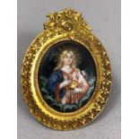Russian Enamel ICON & pinchbeck gold frame 65 x 50mm