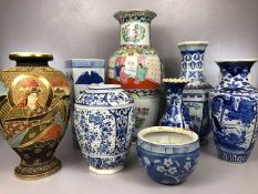 Collection of eight Chinese and Eastern ceramic vases, the tallest approx 47cm tall