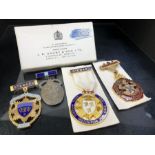 On Behalf RNLI: Collection of Masonic medals to include a silver medallion that reads Aegros Sanat